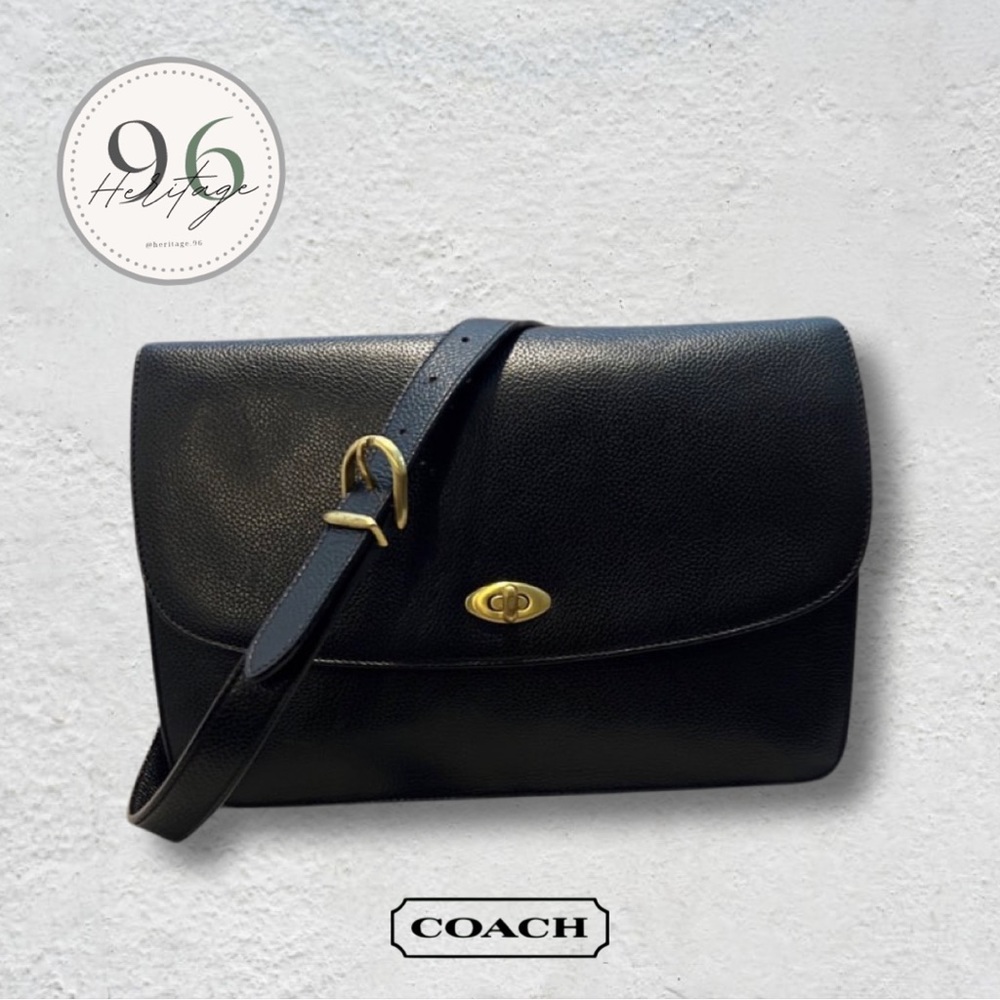 Vintage Coach Madison Royalton bag RARE black pebbled leather